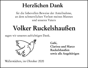 Traueranzeige von Volker Ruckelshaußen von vrm-trauer