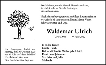 Traueranzeige von Waldemar Ulrich von vrm-trauer