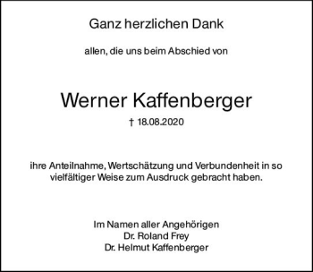 Traueranzeige von Werner Kaffenberger von vrm-trauer