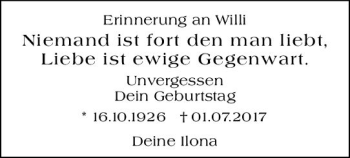Traueranzeige von Willi Wels von vrm-trauer