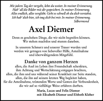 Traueranzeige von Axel Diemer von vrm-trauer