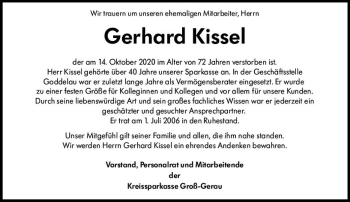 Traueranzeige von Gerhard Kissel von vrm-trauer