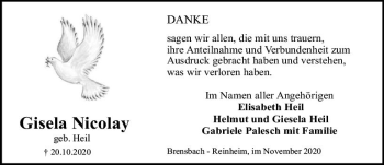 Traueranzeige von Gisela Nicolay von vrm-trauer