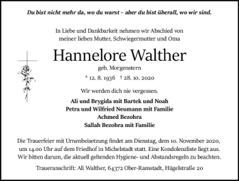 Traueranzeige von Hannelore Walther von vrm-trauer