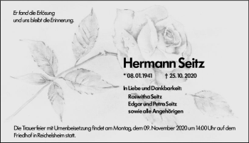 Traueranzeige von Hermann Seift von vrm-trauer