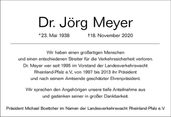 Traueranzeige von Jörg Meyer von vrm-trauer