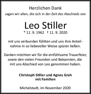 Traueranzeige von Leo Stiller von vrm-trauer