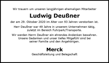 Traueranzeige von Ludwig Deußner von vrm-trauer