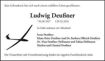 Traueranzeige von Ludwig Deußner von vrm-trauer