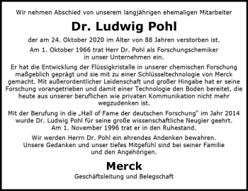 Traueranzeige von Ludwig Pohl von vrm-trauer