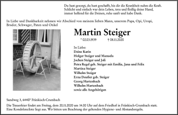 Traueranzeige von Martin Steiger von vrm-trauer