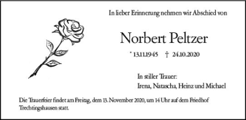 Traueranzeige von Norbert Peltzer von vrm-trauer
