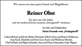 Traueranzeige von Reiner Obst von vrm-trauer