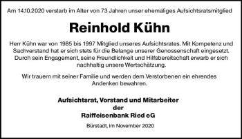 Traueranzeige von Reinhold Kühn von vrm-trauer