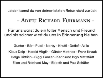 Traueranzeige von Richard Fuhrmann von vrm-trauer