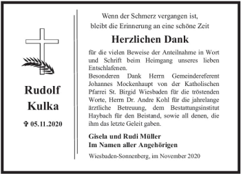 Traueranzeige von Rudolf Kulka von vrm-trauer