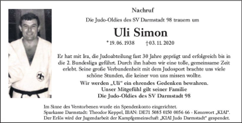 Traueranzeige von Uli Simon von vrm-trauer