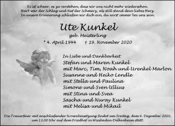 Traueranzeige von Ute Kunkel von vrm-trauer
