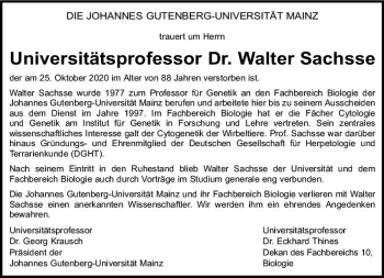 Traueranzeige von Walter Sachsse von vrm-trauer