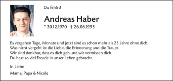 Traueranzeige von Andreas Haber von vrm-trauer