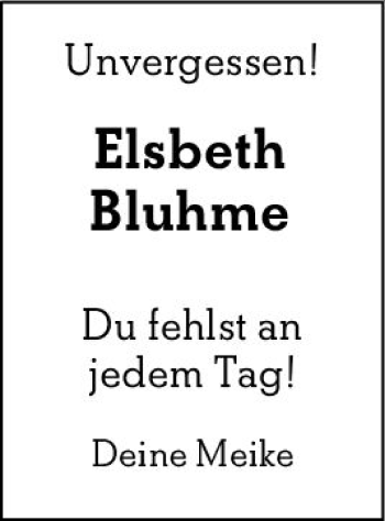 Traueranzeige von Elsbeth Bluhme von vrm-trauer