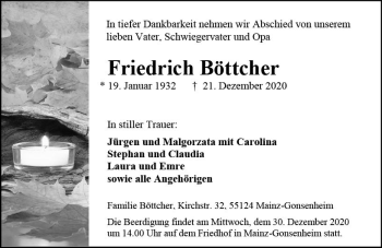 Traueranzeige von Friedrich Böttcher von vrm-trauer