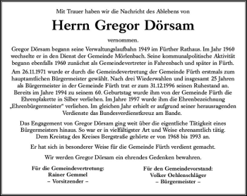 Traueranzeige von Gregor Dörsam von vrm-trauer