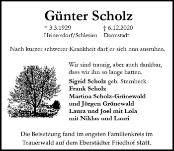 Traueranzeige von Günter Scholz von vrm-trauer