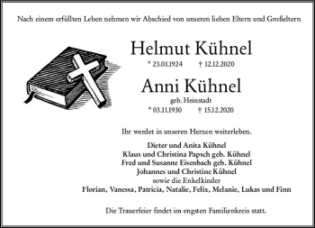 Traueranzeige von Helmut Kühnel von vrm-trauer