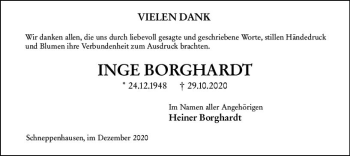 Traueranzeige von Inge Borghardt von vrm-trauer