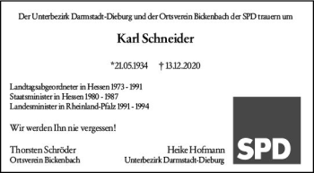 Traueranzeige von Karl Schneider von vrm-trauer