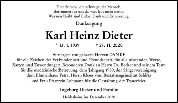 Traueranzeige von Karl Heinz Dieter von vrm-trauer