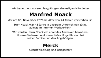 Traueranzeige von Manfred Noack von vrm-trauer