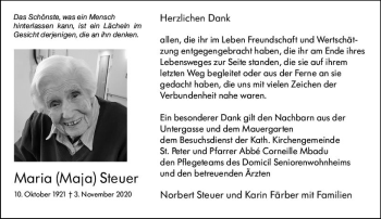 Traueranzeige von Maria Steuer von vrm-trauer