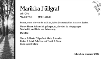 Traueranzeige von Marikka Füllgraf von vrm-trauer