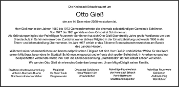 Traueranzeige von Otto Gieß von vrm-trauer