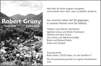 Traueranzeige von Robert Grüny von vrm-trauer