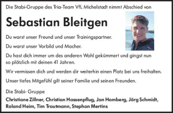 Traueranzeige von Sebastian Bleitgen von vrm-trauer