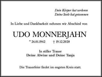 Traueranzeige von Udo Monnerjahn von vrm-trauer