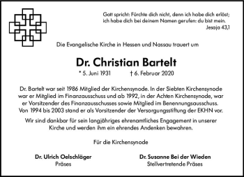Traueranzeige von Christian Bartelt von vrm-trauer