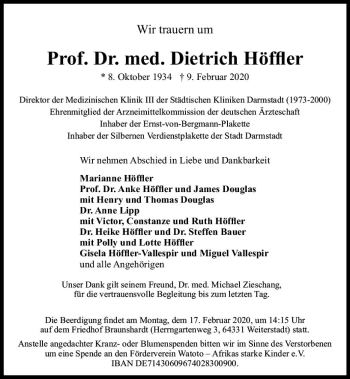 Traueranzeige von Dietrich Höffler von vrm-trauer Traueranzeige von Dietrich Höffler von vrm-trauer