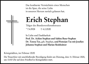 Traueranzeige von Erich Stephan von vrm-trauer