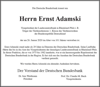 Traueranzeige von Ernst Adamski von vrm-trauer