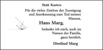 Traueranzeige von Hans Marg von vrm-trauer