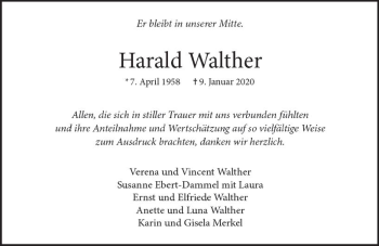 Traueranzeige von Harald Walther von vrm-trauer