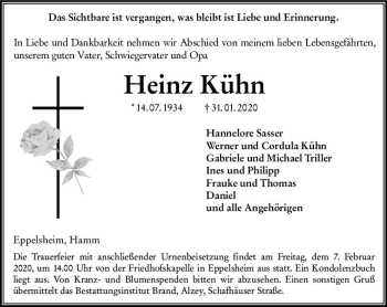 Traueranzeige von Heinz Kühn von vrm-trauer