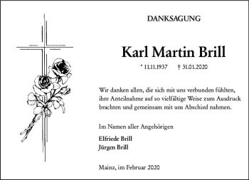 Traueranzeige von Karl Martin Brill von vrm-trauer