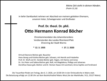 Traueranzeige von Otto Hermann Konrad Böcher von vrm-trauer
