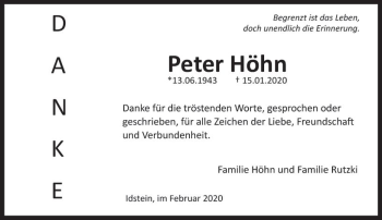 Traueranzeige von Peter Höhn von vrm-trauer