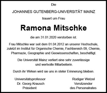 Traueranzeige von Ramona Mitschke von vrm-trauer